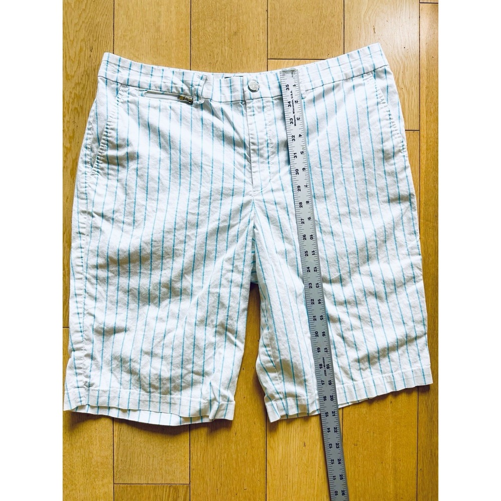 Ralph Lauren Women's White/green Stripe Short Vintage Stripe Summer Short 12